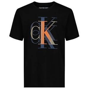 Calvin Klein Boys Short Sleeve Logo Crew Neck T-Shirt, Soft, Comfortable, Relaxed Fit