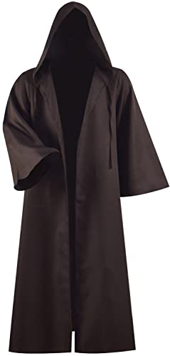 Forwacos Adult Tunic Costume Anakin Skywalker Costume Knight Cloak Brown Jedi Hooded Robe Vest Shirt Pants Suit Outfits for Halloween (Large, Only Cape)