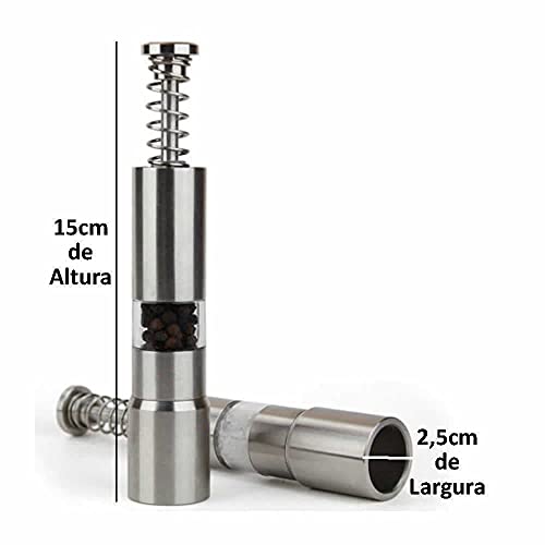 Moedor de pimenta e sal aço inox 15cm CBRN01392 - Commerce Brasil