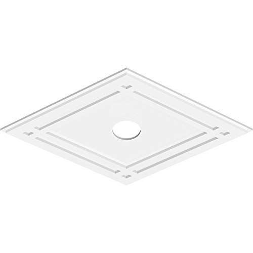 Image of Ekena Millwork CMP36X24DD-04000 Diamond Architectural Grade PVC Contemporary Urethane Ceiling Medallions 36 inchW x 24 inchH x 4 inchID x 12 3 /4 inchC x 1 inchP