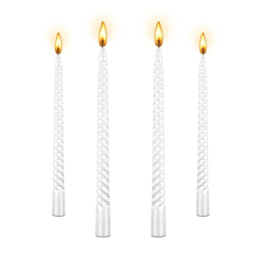 10 inch Taper Candles Set of 4 Tapered Candle, Tall Candlesticks, Smokeless,Home Dinner Candle, Party, Wedding, Halloween, Christmas Candles (10 inch, White)