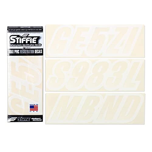 Image of STIFFIE Techtron Transparent /White 3 inch DOT Decal Kit Registration Numbers Vinyl Lettering Semi Truck Tractor Trailer Decals