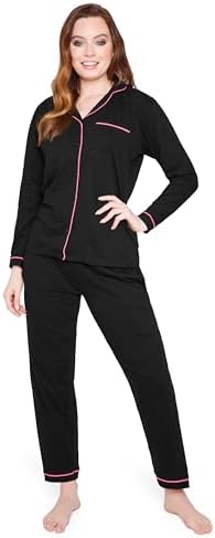CityComfort Schlafanzug Damen Lang Pyjama Damen Baumwolle Lounge Set Damen und Teenager S - XL - Geschenke für Frauen