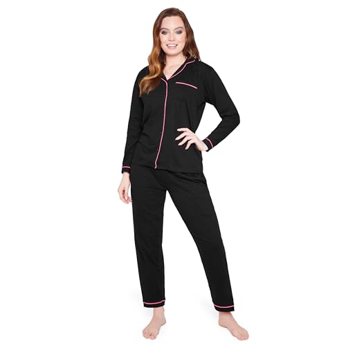 CityComfort Schlafanzug Damen Lang Pyjama Damen Baumwolle Lounge Set Damen und Teenager S - XL - Geschenke für Frauen