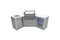 Mont Alpi MAi400-D45FC 32-Inch 4-Burner 63000 BTU 45-Degree Deluxe Stainless Steel Island Outdoor Kitchen Gas Barbecue Island Grill + Compact Refrigerator Wine Cooler + Infrared Side Burner
