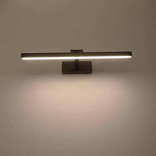 Yafido Aplique Espejo Baño Interior LED 12W Blanco Neutro 4000K 1000LM 50CM Negro luz Baño Lámpara para Maquillaje
