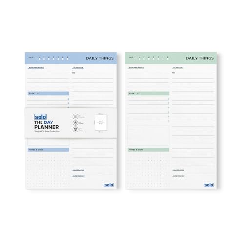 Image of SOLO A5 Tear-Off 80 GSM Daily Planner with 50 Undated Sheets, Organiser to Track Productivity, To-Do List & Schedule Your Day, Goals & Budget Tracker, Ideal for Office, Home & School (Pack of 2)