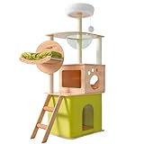 5Tier Torre para Gato con Escalera,150CM Arbol para Gatos 3 Casas 1 Hamaca,Castillo para Gato con Pelota de...
