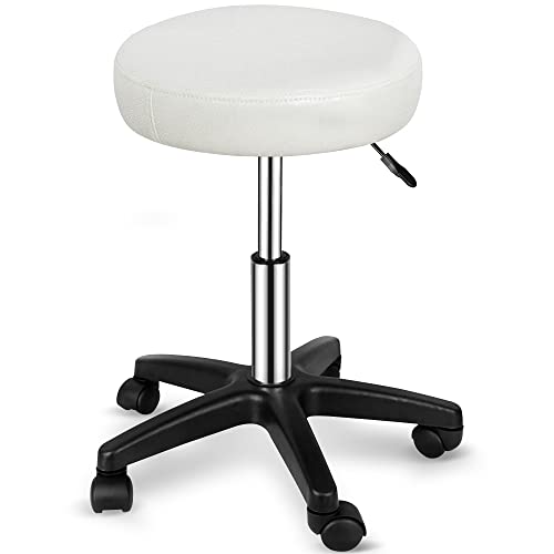Nova Microdermabrasion Adjustable Hydraulic Rolling Swivel Salon Stool Chair Tattoo Massage Facial Spa Stool Chair Black (White)