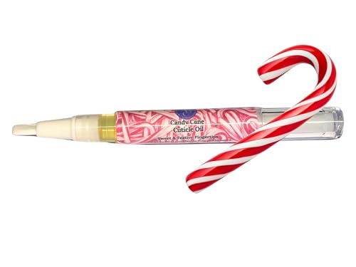 Candy Cane. Candy Cane Scented Cuticle Oil. Natural Ingredients. Vegan & Cruelty Free. 3ml Twist Pen for Easy Application. Moisturising, Nourishing, Conditioning. Minty