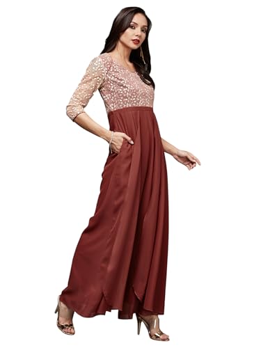 Image of Miss Chase Women's Keyhole Neck Regular Sleeve Regular Length Jumpsuit with Pockets