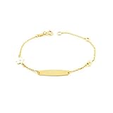 Pulsera Esclava Oro niña con flor y perla 4 mm (9kts)