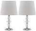 SAFAVIEH Lighting Collection Crescendo Modern Glam Tiered Crystal/ Off-White Shade Bedroom Living Room Home Office Desk Nightstand Table Lamp Set of 2 (LED Bulbs Included)