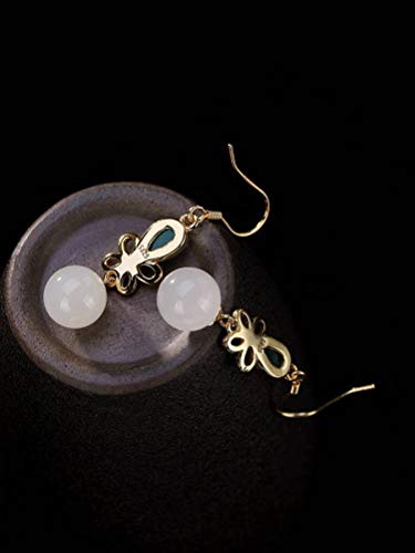 Boucles d'oreilles papillon en néphrite naturelle de style chinois rétro