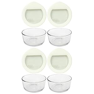Pyrex (4) 7200 Glass Bowls & (4) OV-7200 Ultimate White Glass Lids