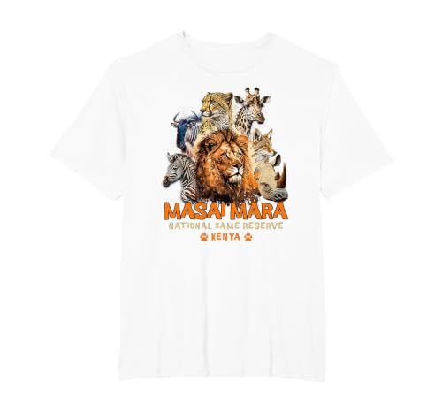 Masai Mara National Game Reserve Africa Safari Kenya T-Shirt, Men's Big and Tall, White, 3X Tall