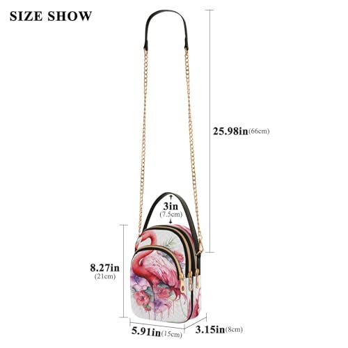ALAZA Quilted Crossbody Bags for Women,Pink Flamingo Flowers Women's Crossbody Handbags Small Travel Purses Phone Bag3
