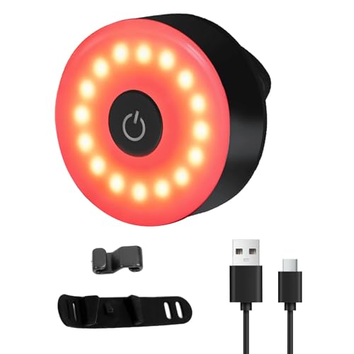 Rear Bike Light, Bicycle Taillight, Bike Back Light USB Rechargeable, Waterproof LED Rear Bicycle Light with 5 Light Modes, Red Cycling Safety Warning Lamp Helmet Backpack Dog Collar Mount