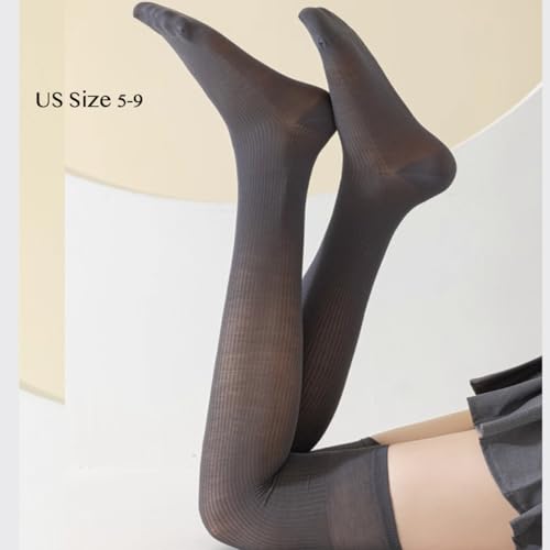 Modal Knee-High Socks for Girls, Women Thin Mesh Sheer, Two-way Wear, Slouching Calf or Over-the-Knee, Cute Preppy2