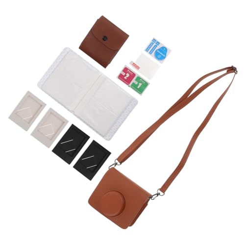 SOIMISS Estuche de PU para Cámara con Correa Ajustable Protector de Vidrio Templado y Marco para Fotos Compatible con Instax Mini Bolsa y Funda Protectora para Cámara Pequeña