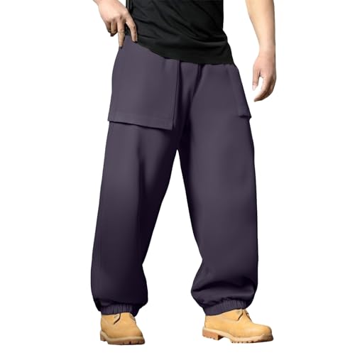 Pantalones cargo de trabajo para hombre, diseño táctico ligero, ajuste cómodo para tallas grandes y altas, cintura elástica con bolsillos, gris oscuro, XL