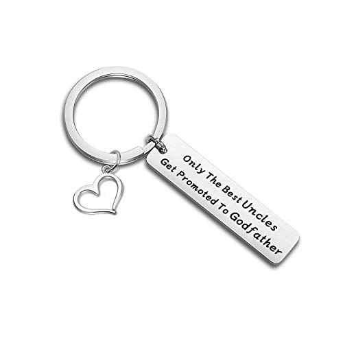 TGBJE Gift for Uncle Godfather Keychain Only The Best Uncle Get Promoted to Godfather Keychain Hand Stamped Jewelry (Uncle Keychain)