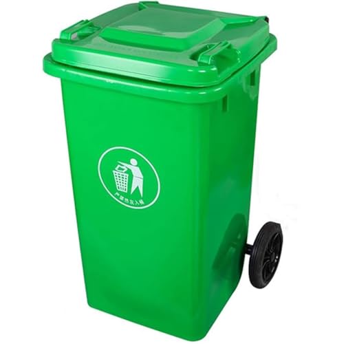 LMKJIOI 100L 120L 240L Outdoor Large Wheeled Trash Can with Lid and Wheels, Heavy Duty Commercial Trash Can(Green,120L)
