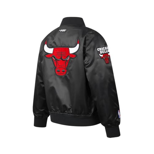Pro Standard Big Kids NBA Chicago Bulls Classic Chenille Satin Jacket Black L - Image 4