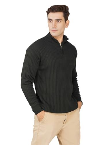 Image of LOQUE Men's Wool Blend Selection Sweater Half Zip High Neck Pullover Warm Casual Winter Wear for Office and Travel