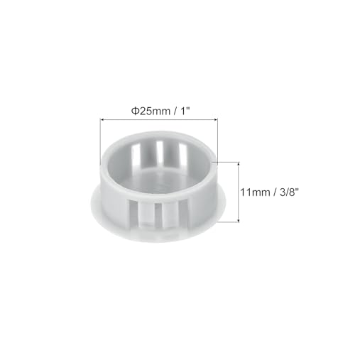 Image of MECCANIXITY 64PCS 25mm(1 inch) Light Gray Plastic Hole Plugs, Flush Type Panel Hole Plugs Insert End Caps for Locking Hole Tubes Furniture Cabinet