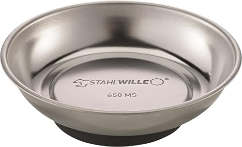 STAHLWILLE Magnetschale, Durchmesser 108 mm, zur Aufbewahrung von Schrauben und Muttern | Magnet-Teller, flexible Anbringung an metallischen Oberflächen
