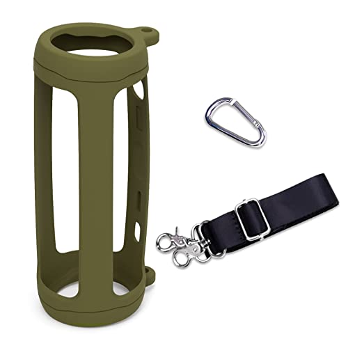 LTGEM Silicone Protective Case Compatible with JBL Flip 6 Portable Bluetooth Speaker with Extra Carabiner and Strap- Green (Case Only)