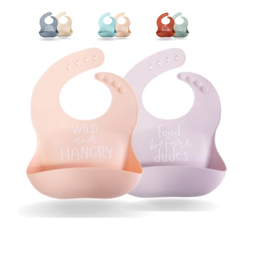 Image of Little Thriver Messmate BPA Free Premium SIlicone Bibs for Babies & Toddlers, Waterproof Baby bib with Deep Pocket - 2 pc Set