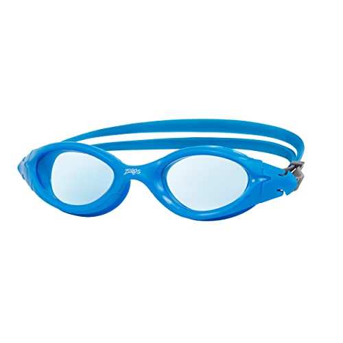 Zoggs Panorama Kids Swimming Goggles (Blue Lens, Blue/Grey, 6-14 Years) with Tinted UV Protection & Soft, Anti-Leak Seal