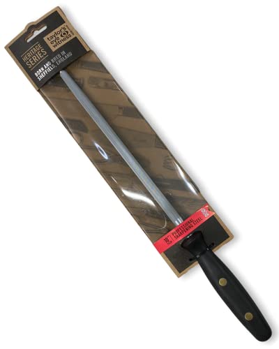 Heritage Range Long Sharpening Steel - Taylors Eye Witness 25cm/10” in Length, Super Hard Stainless Steel Butchers Rod. Keep Commercial Or Home Kitchen Knives in Razor Sharp Condition.