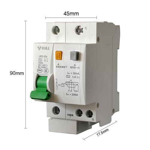 Disjoncteur différentiel LBE5-63A 1P+N 50A pour protection fuite électrique domestique