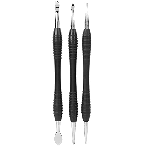 3-teiliges Edelstahl Modellierwerkzeug Leder Schnitz Werkzeuge Lederhandwerk Modellierwerkzeug Lederprägelöffel Kit Metallschnitzwerkzeuge für Ledertexturen, Wachs und PMC-Modelliermasse