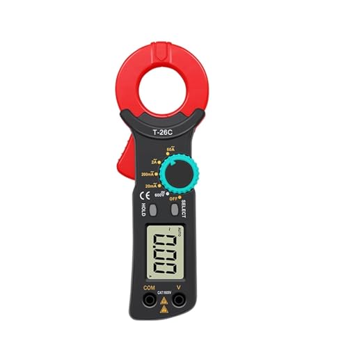 Multímetro tipo pinza digital T-26C para medición profesional de corriente de fuga 20mA a 60A con alta precisión 0.01A y rango automático