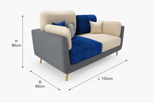 Image of Modern Sofa, 2 Seater with Decorative Cushions, Chesterfield Arm Three Seater for Living Room Guest Room Hotels & Office (2 Brown and Beige)