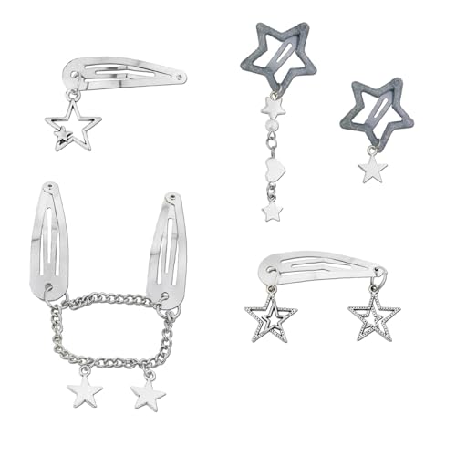 10 pezzi/5 pezzi con ciondolo a forma di stella, catena in metallo gotico, fermagli per capelli alla moda, accessorio per usura quotidiana