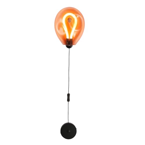 Alpinaluz Applique murale LED en verre orange ondulé 8 W 3000 K lumière chaude avec interrupteur sur câble, design soufflé à la main, éclairage...