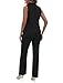 Womens 2 Piece Suit Outfits Summer Fashion Button V Neck Crop Vest Blazer and Wide Leg Pants Suit Matching Sets Black M