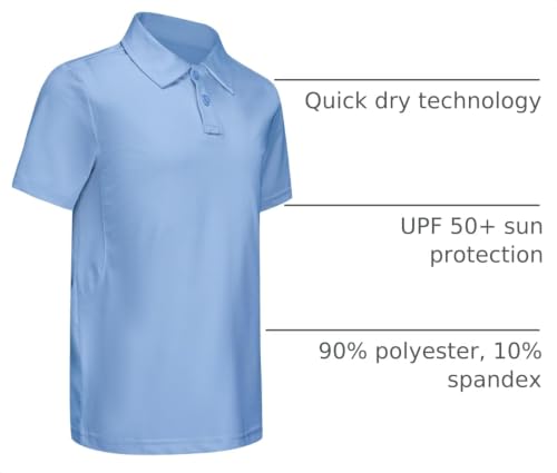 Image of MIVEI Kids' Performance School Uniform Polo Shirt Breathable UPF50+ | Youth Boys Girls Short Sleeve Golf Collared Shirts Grid Dry Fit Wrinkle Free Stretch Lightweight Cool Athletic Button Dress