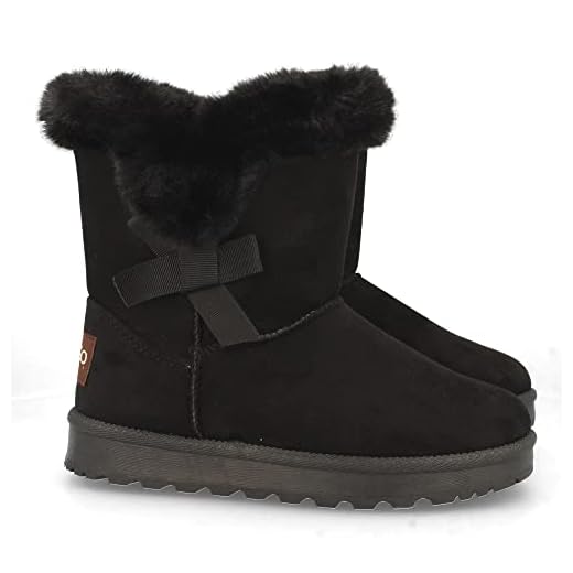 shoes&blues.es 62306-Botin Australiano para Mujer, Comodos, Forrado con Pelo Interior, y Lazo en Cana, Otono Invierno 2021. Talla 40 Negro