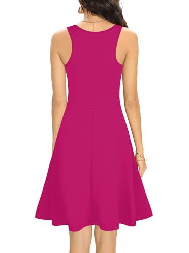 Image of Missufe Women's Sleeveless Racerback Flared Casual Plain Tank Dress