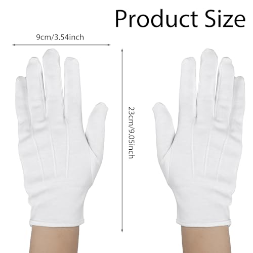 Salbsever Thin Cotton Gloves for Men & Women - White Parade Gloves for Formal Marching Uniforms
