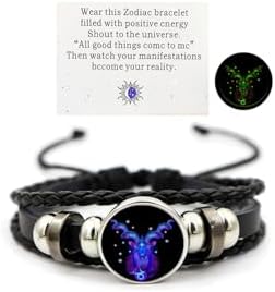 Zodiac Signs Spirit Bracelet Zodiac Bracelet for Women Men Adjustable 12 Constellation Bracelet Multilayer Zodiac Black Leather Bracelets Zodiac Sign Wrap Bracelet for Women Men Birthday Jewelry