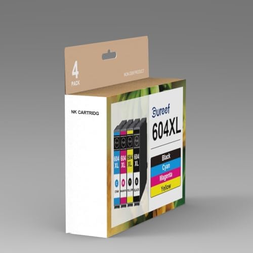 Gureef 604XL Ink Cartridges Replacement for Epson 604 Ink Cartridge Multipack for Epson XP2200 ink cartridges Expression Home XP-2205 XP-3200 XP-3205 XP-4200 XP-4205 Workforce WF-2930 WF-2935 (4 Pack)