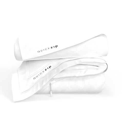 Image of QuickZip Fitted Plus Spare Bundle: 1 Fitted Sheet (Base + Zip Sheet) & 1 Zip Sheet - Easy to Change, Won't Pop Off - Soft Sateen 400 TC 100% Cotton - 15 inch Deep Pockets RV King Size - White