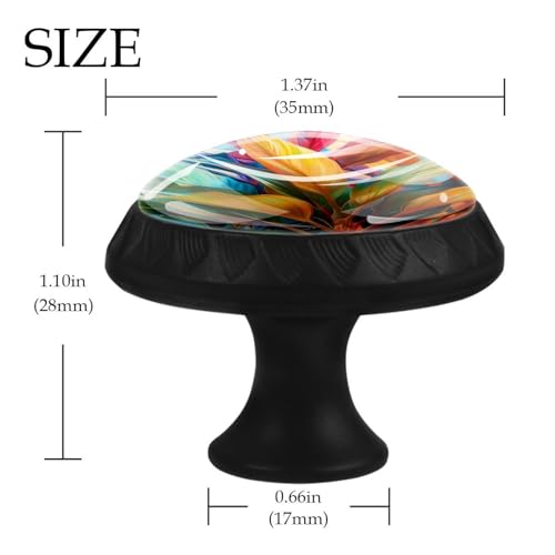 Boutons ronds en verre transparent avec feuilles lot de 12 pour boutons de meuble cuisine